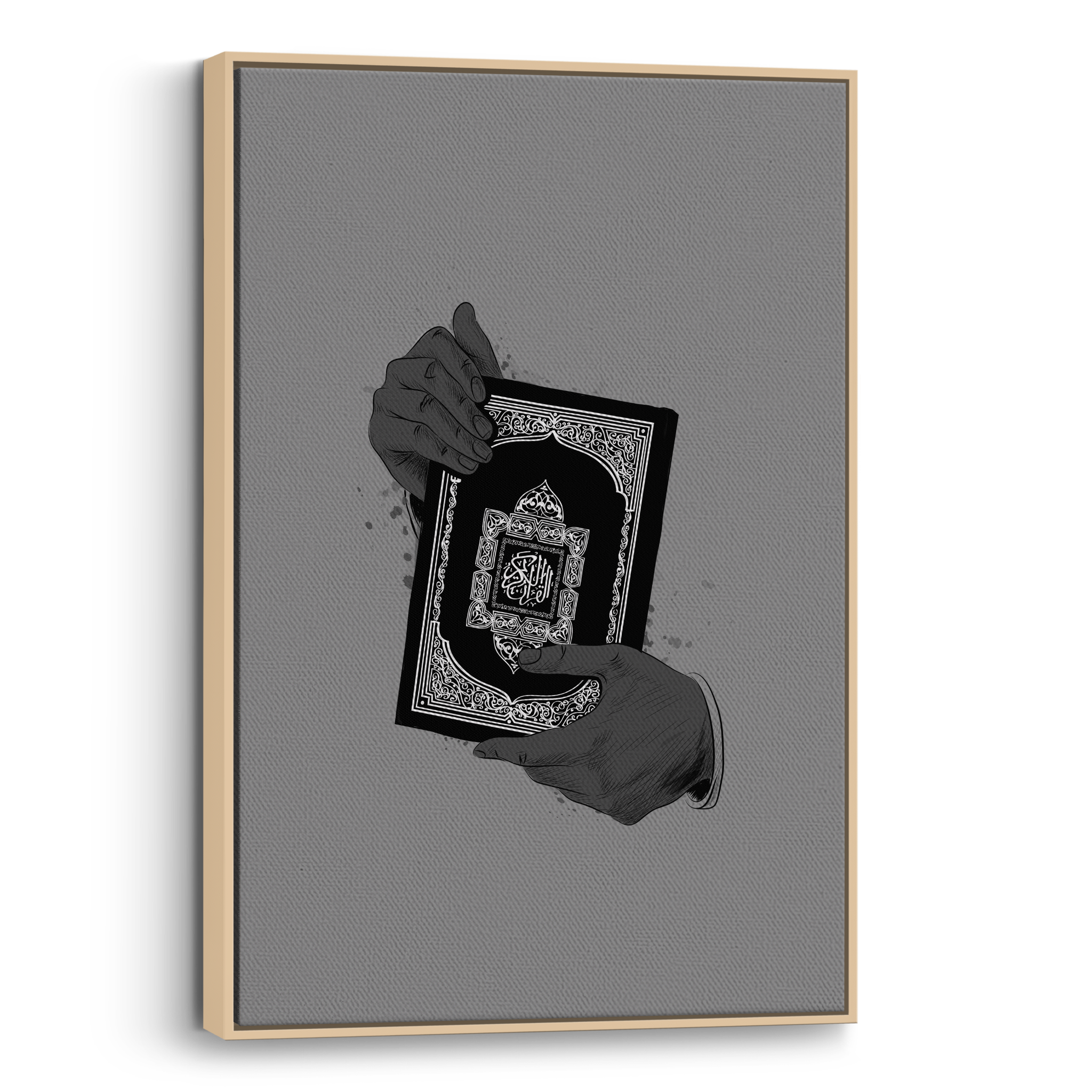 Holding Quran Grey Canvas