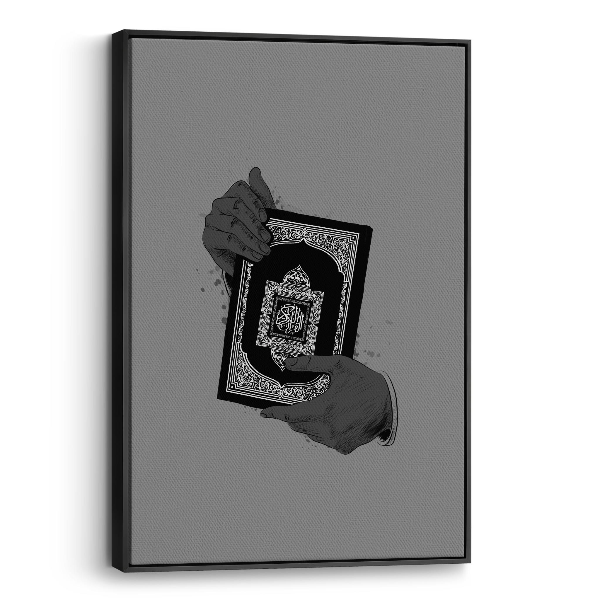 Holding Quran Grey Canvas