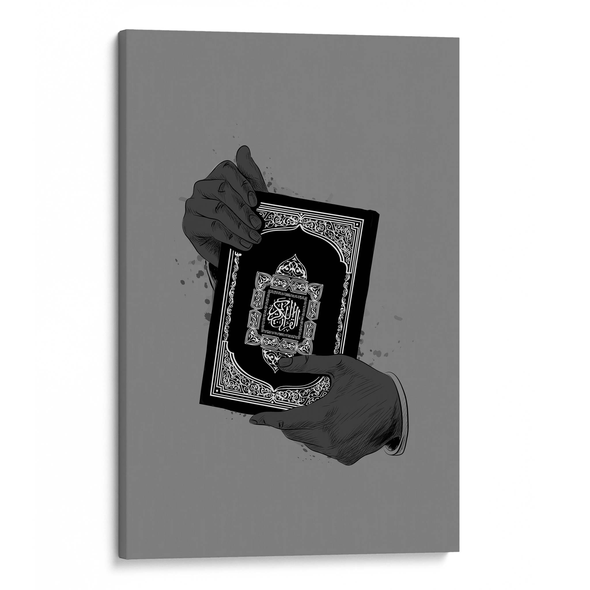 Holding Quran Grey Canvas