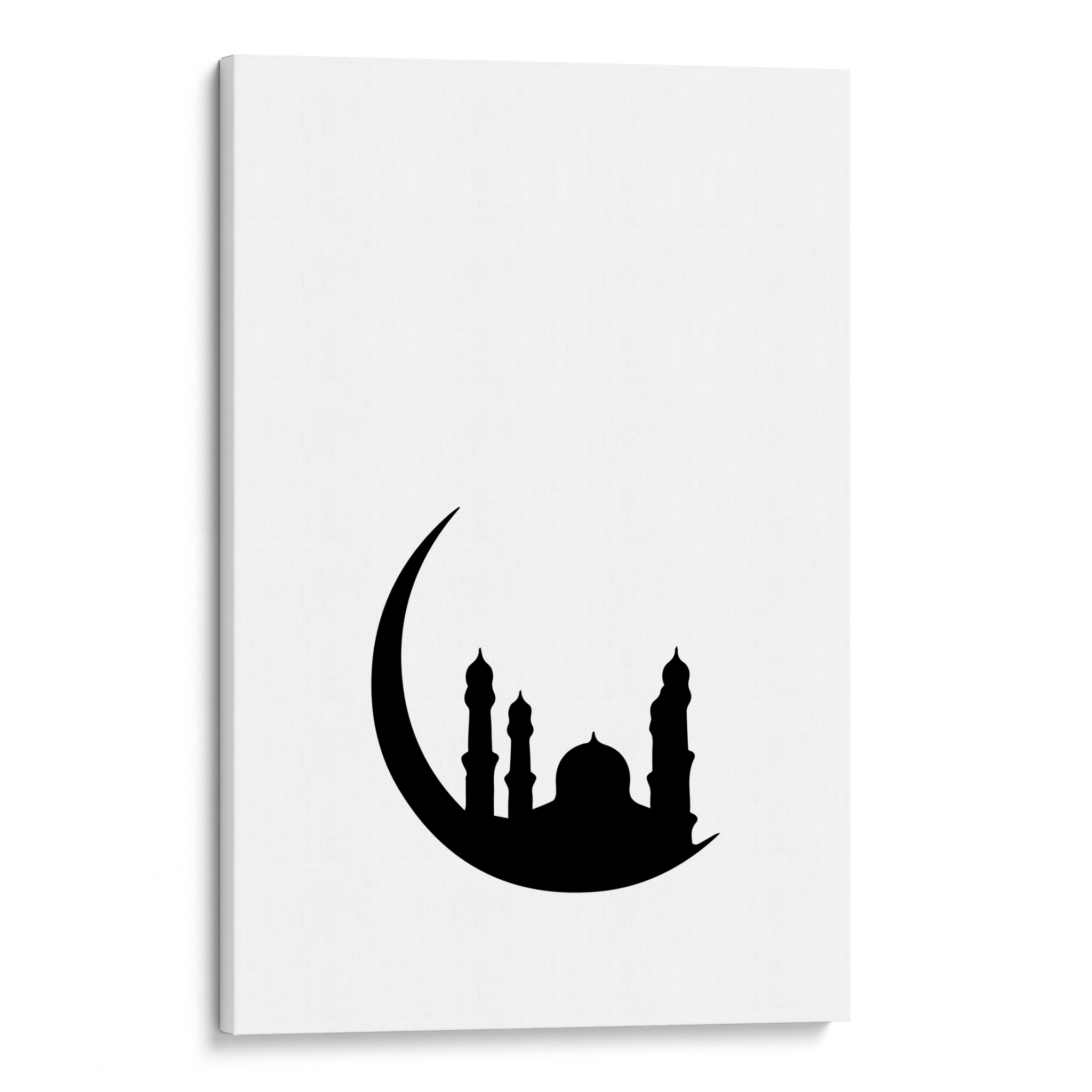 Crescent Moon White Canvas