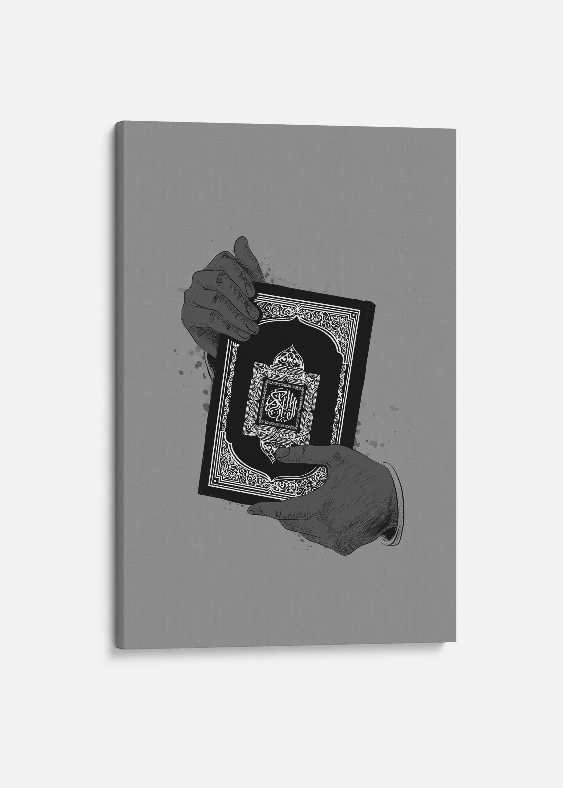 Holding Quran Grey Canvas