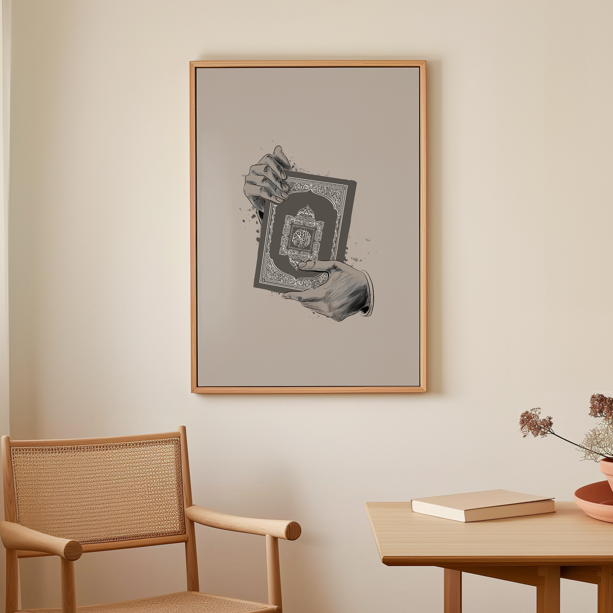 Holding Quran Beige Canvas