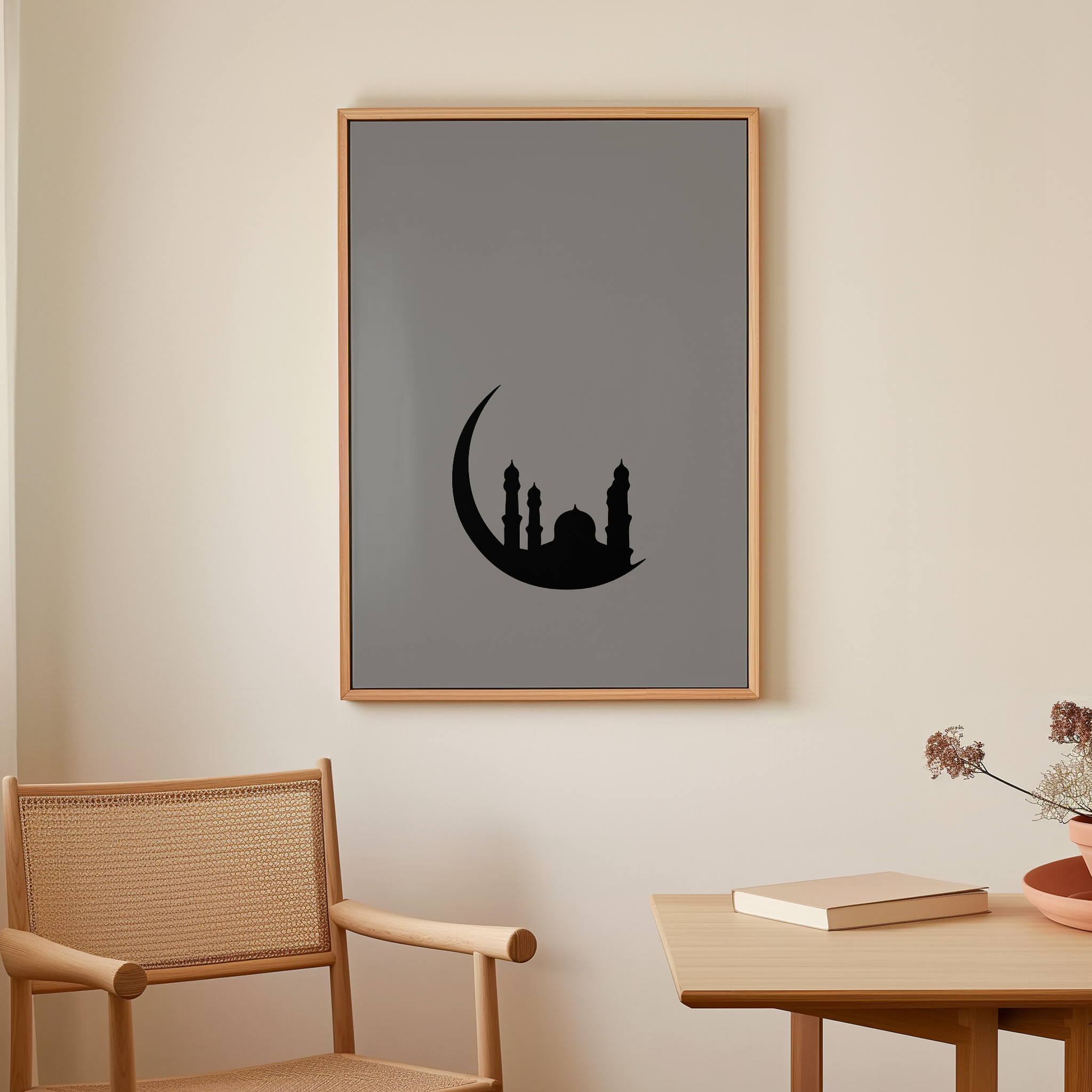 Crescent Moon Grey Canvas