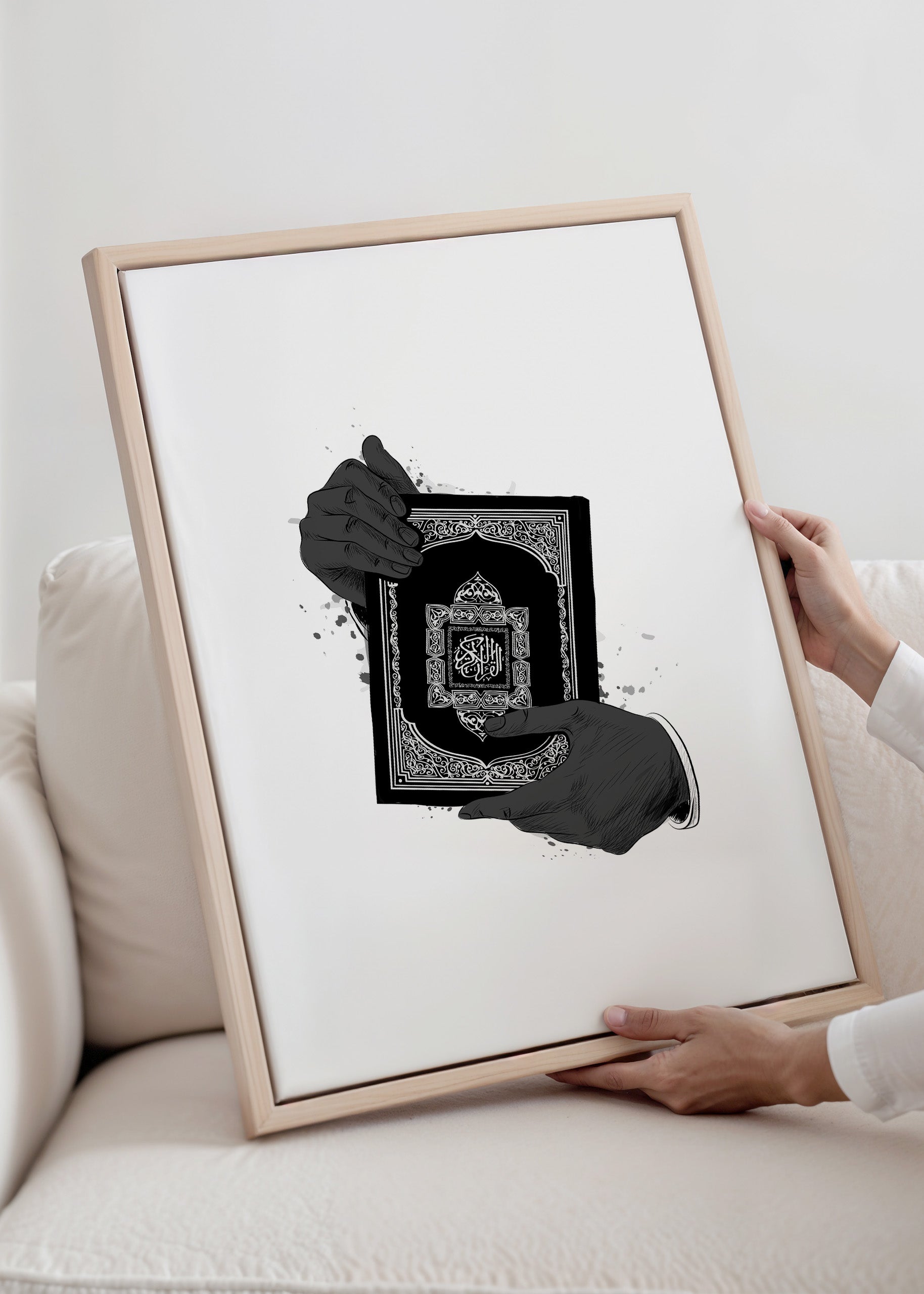 Holding Quran White Canvas