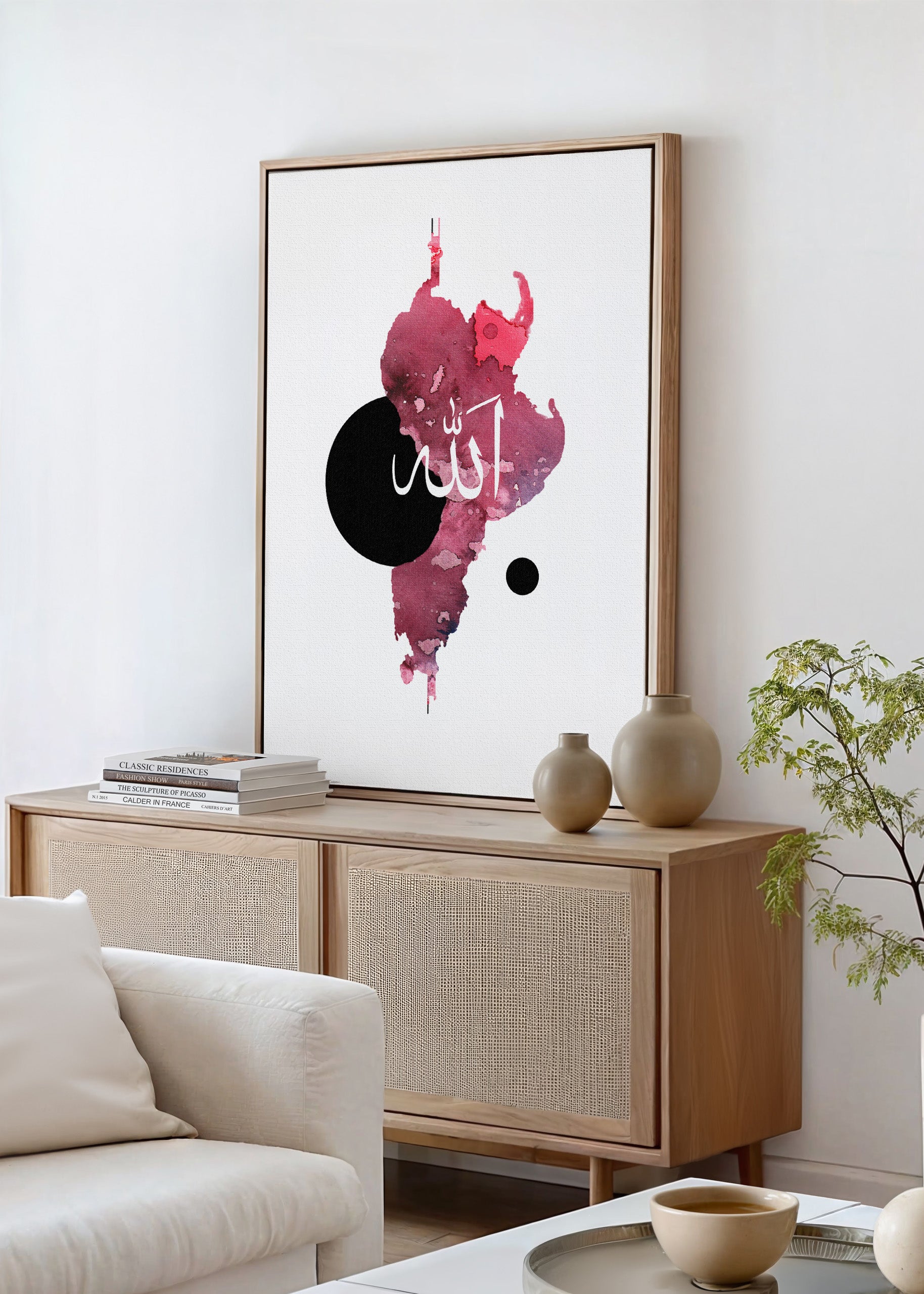 Watercolor Red Allah Canvas