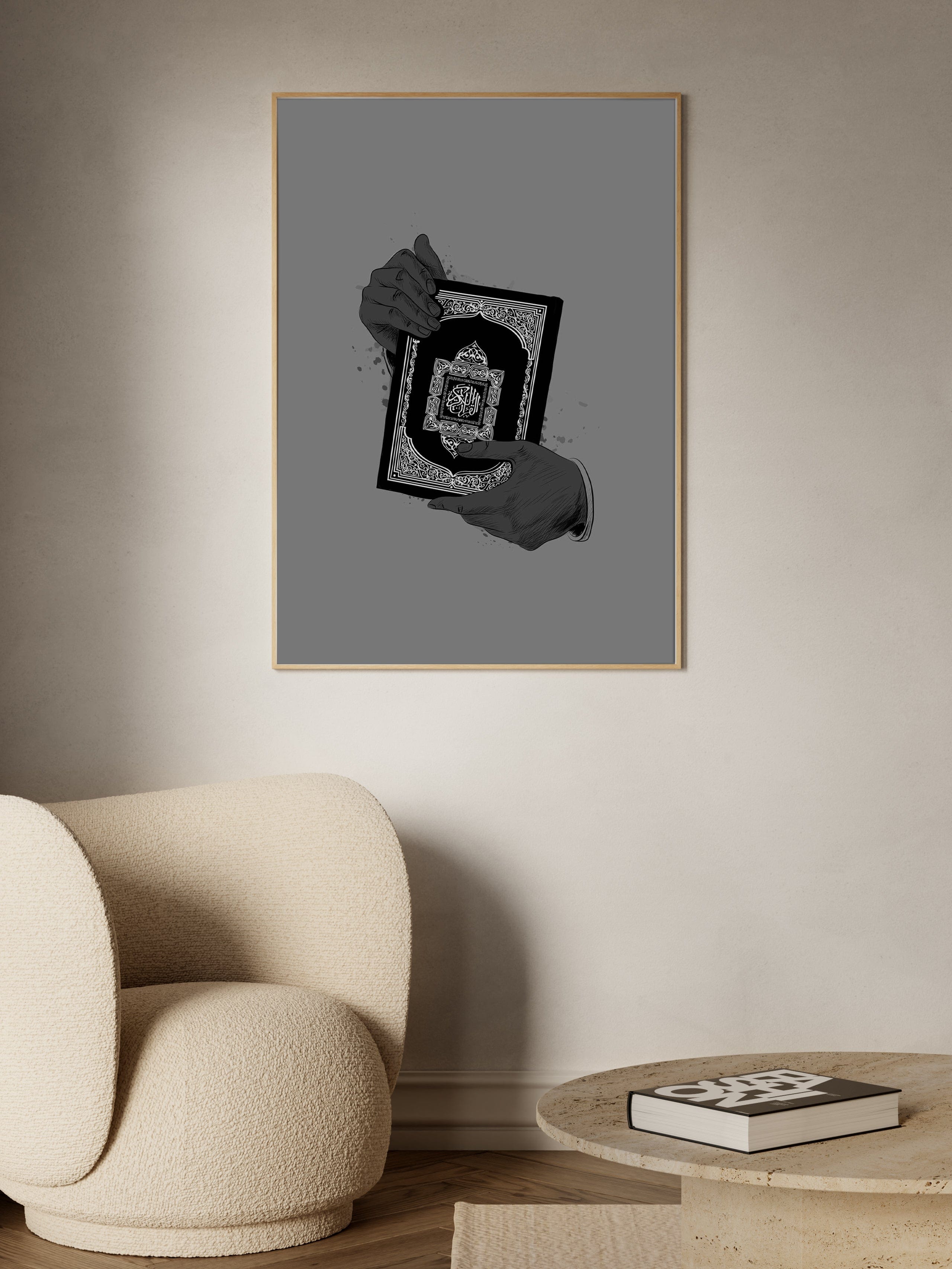 Holding Quran Grey Poster