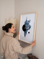 Watercolor Blue Allah Poster