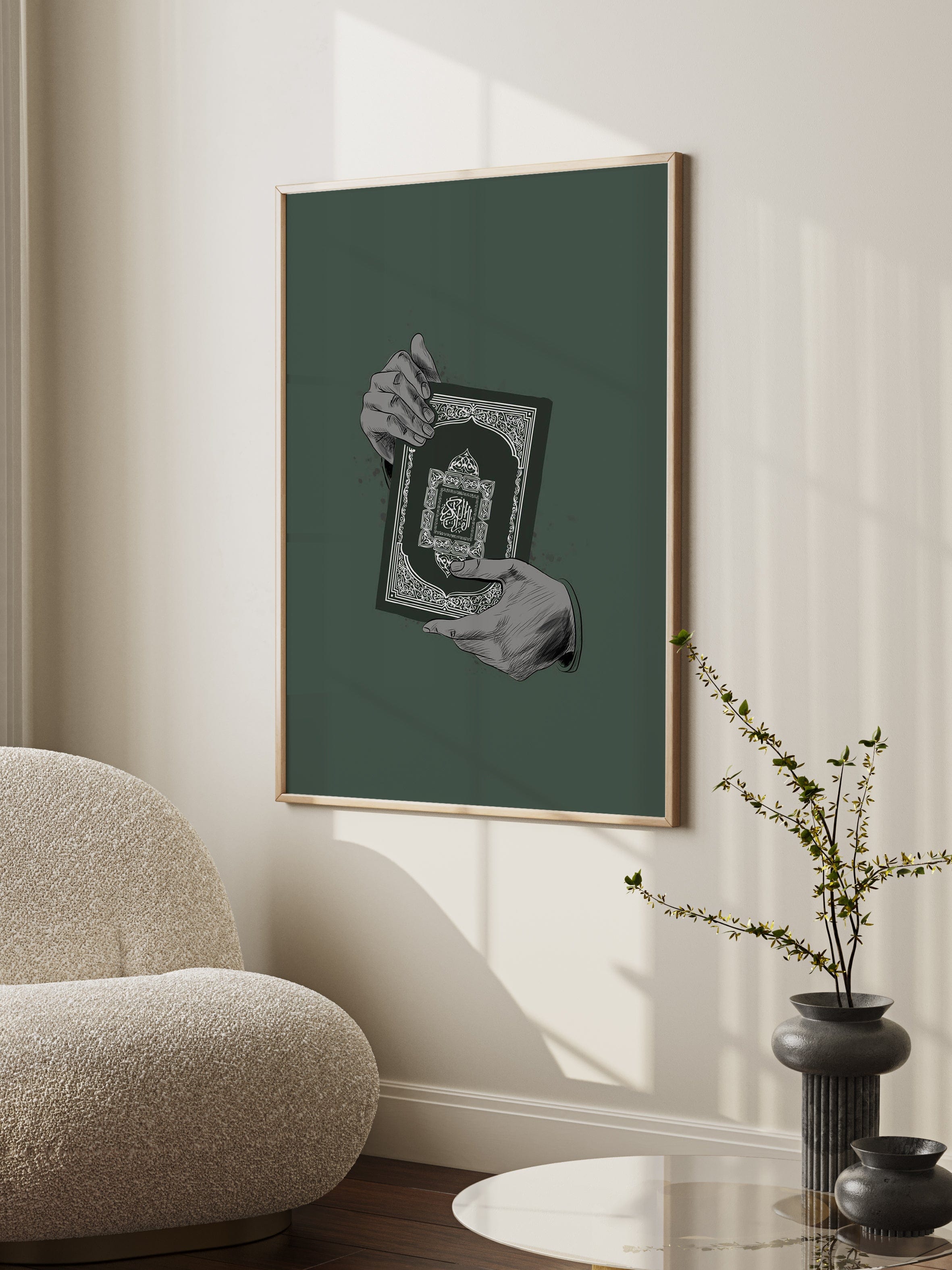 Holding Quran Green Poster