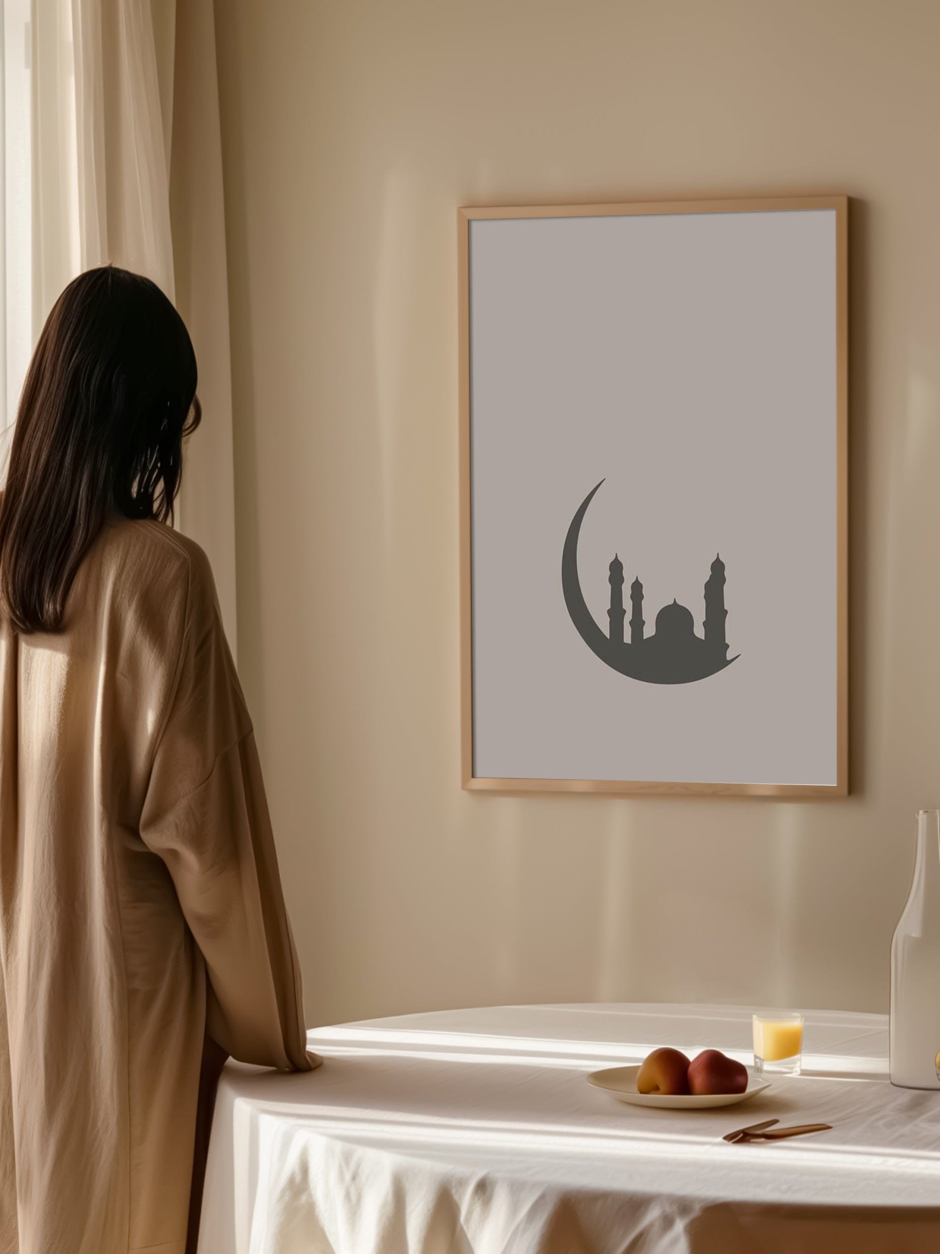 Crescent Moon Beige Poster